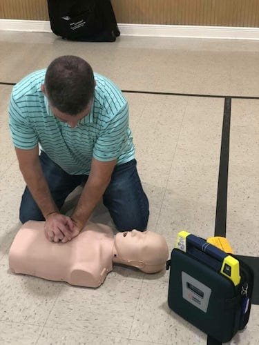 CPR Student chest compressions